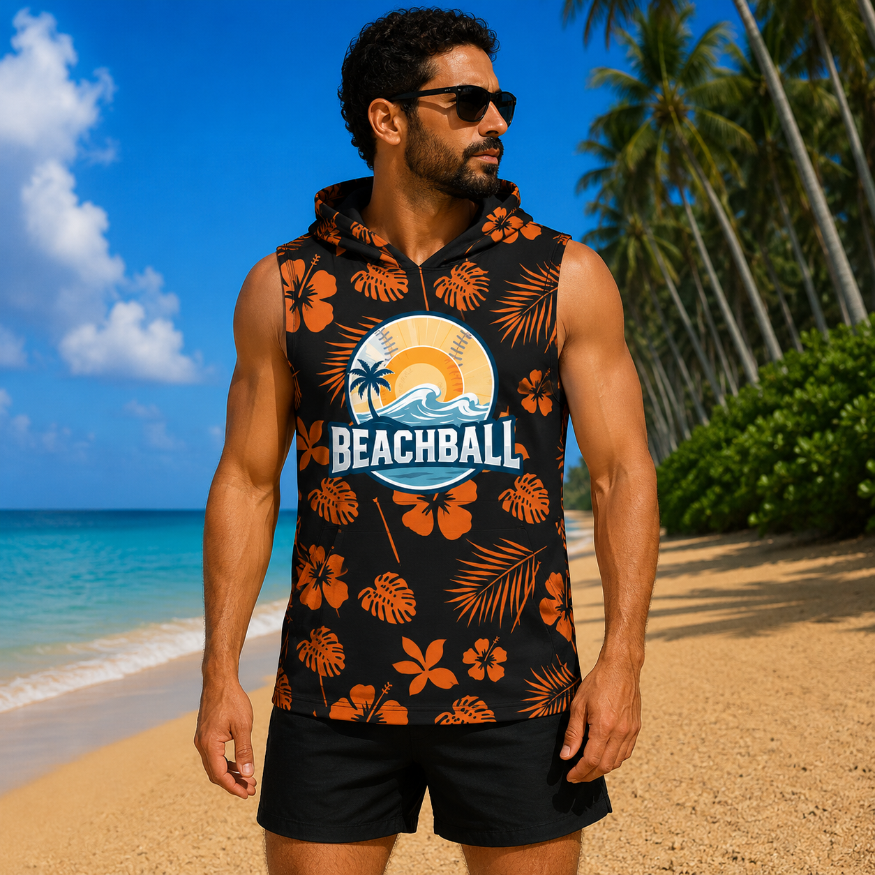 Men's Sleeveless Hoodie - Large Logo